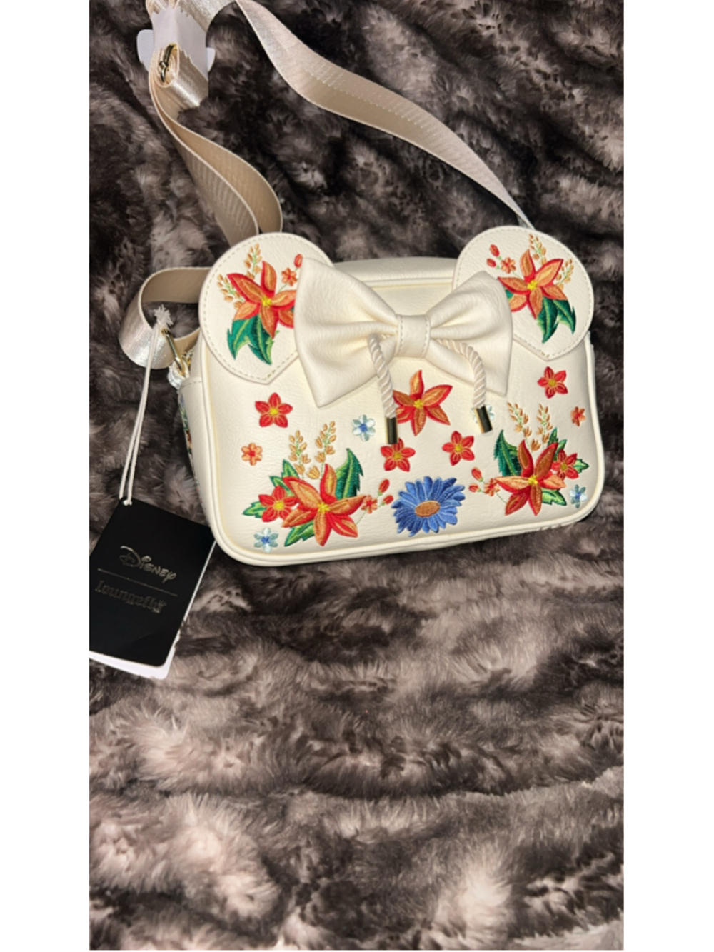 Women's Loungefly Disney Floral Crossbody Bag One Size White Multicolor